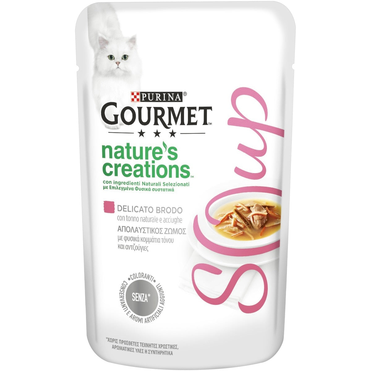 Alimento complementare Gourmet Soup Tonno e Acciughe 40 g per gatti adulti Alimento complementare Gourmet Soup Tonno e Acciughe 40 g per gatti adulti